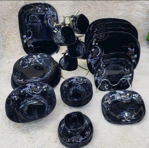 38pcs heat resistant square black kitchen dinner set