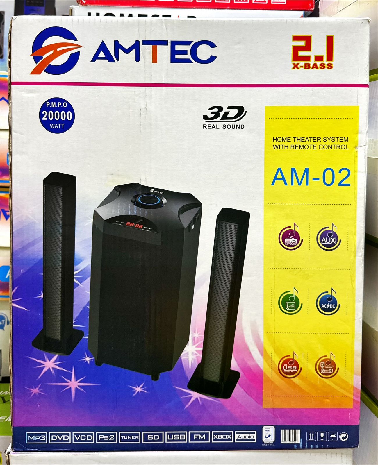 Amtec AC/DC sub woofer hometheatre system-BLUETOOTH/FM/USB-20000w
