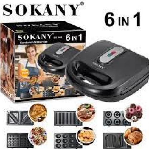 Sokany 750W 6 In1 Sandwich Maker With Grill,Waffle And Snack Makers