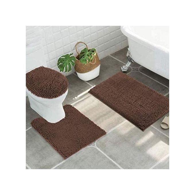 3pcs Set Soft Non-Slip Bathroom Shower Toilet Mats