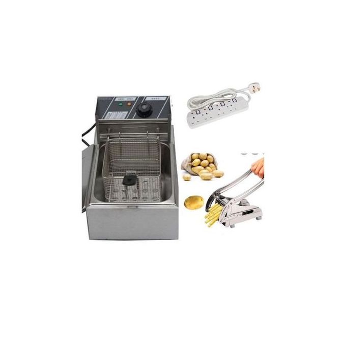 WNGREAT 6L Large Stainless Steel Deep FrIer + Chips Cutter& Socket