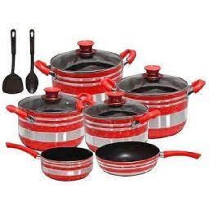 Sundabest 10Pcs Heavy Nonstick Cookware Set +FreeSpoons,Pot Scrubber