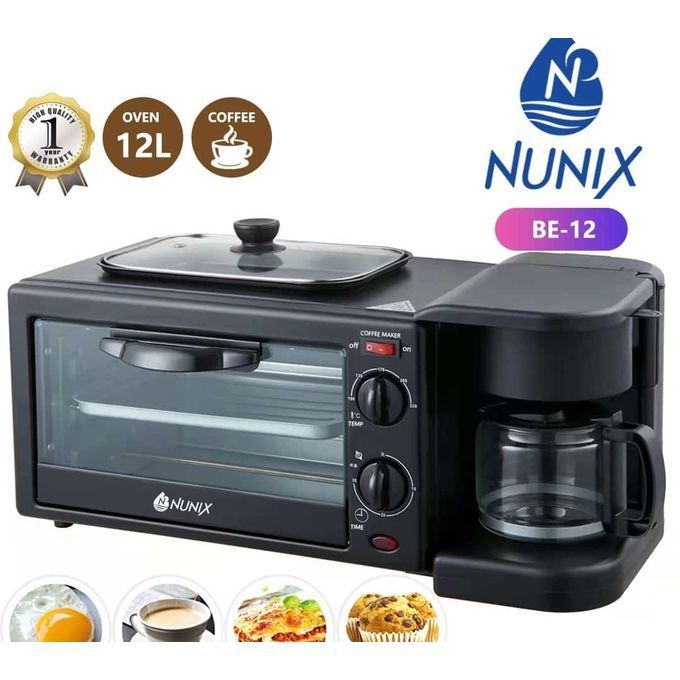 Nunix 3 In1 MultiFunction Breakfast Maker,Oven,Toast,Coffee Maker