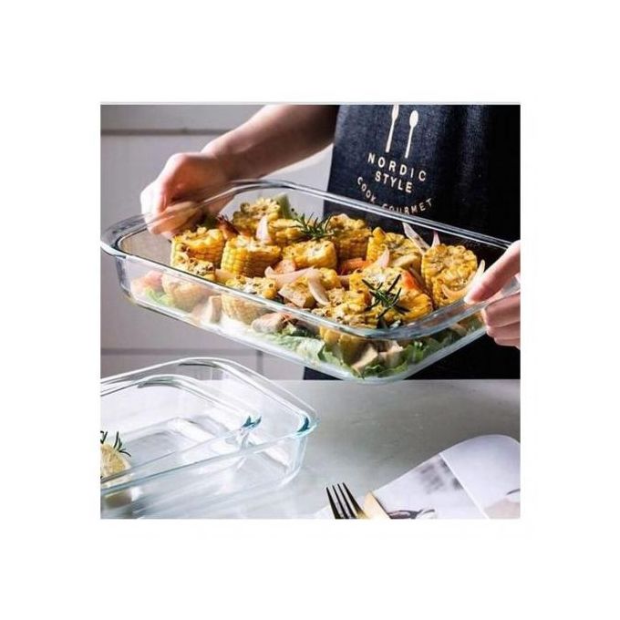 Signature 3pcs High Quality Heat Resistant Glass Bake Pan With Gloves