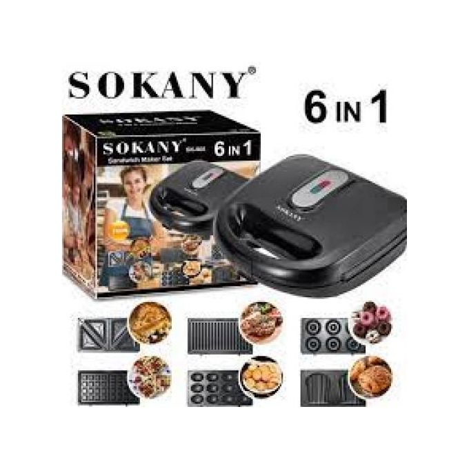 Sokany 750W 6 In1 Sandwich Maker With Grill,Waffle And Snack Makers
