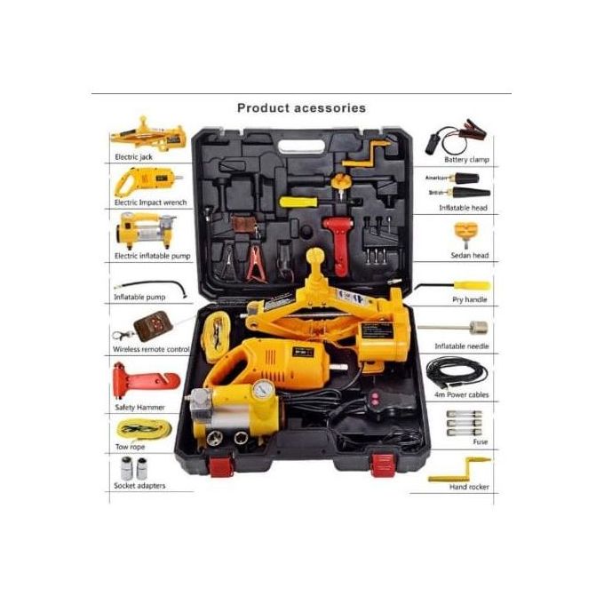Car Jack 3 In 1 - Electric Car Jack, Air Compressor & Wrench