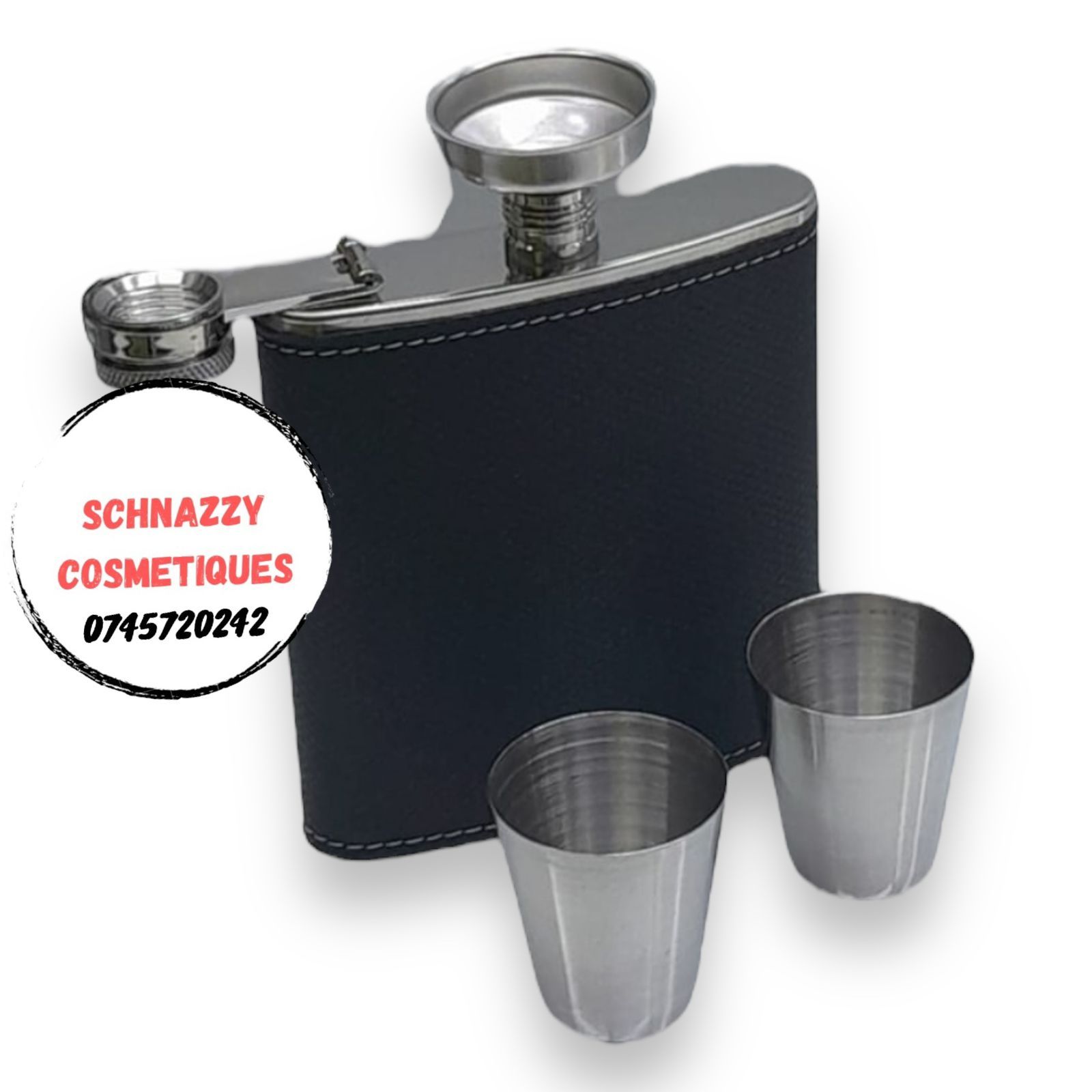 PORTABLE ALCOHOL HIP FLASK WINE WHISKEY + 2 TEQUILA SHOT CUPS Stainless Steel - Men Gift Sets Portable Drinkware Sets
