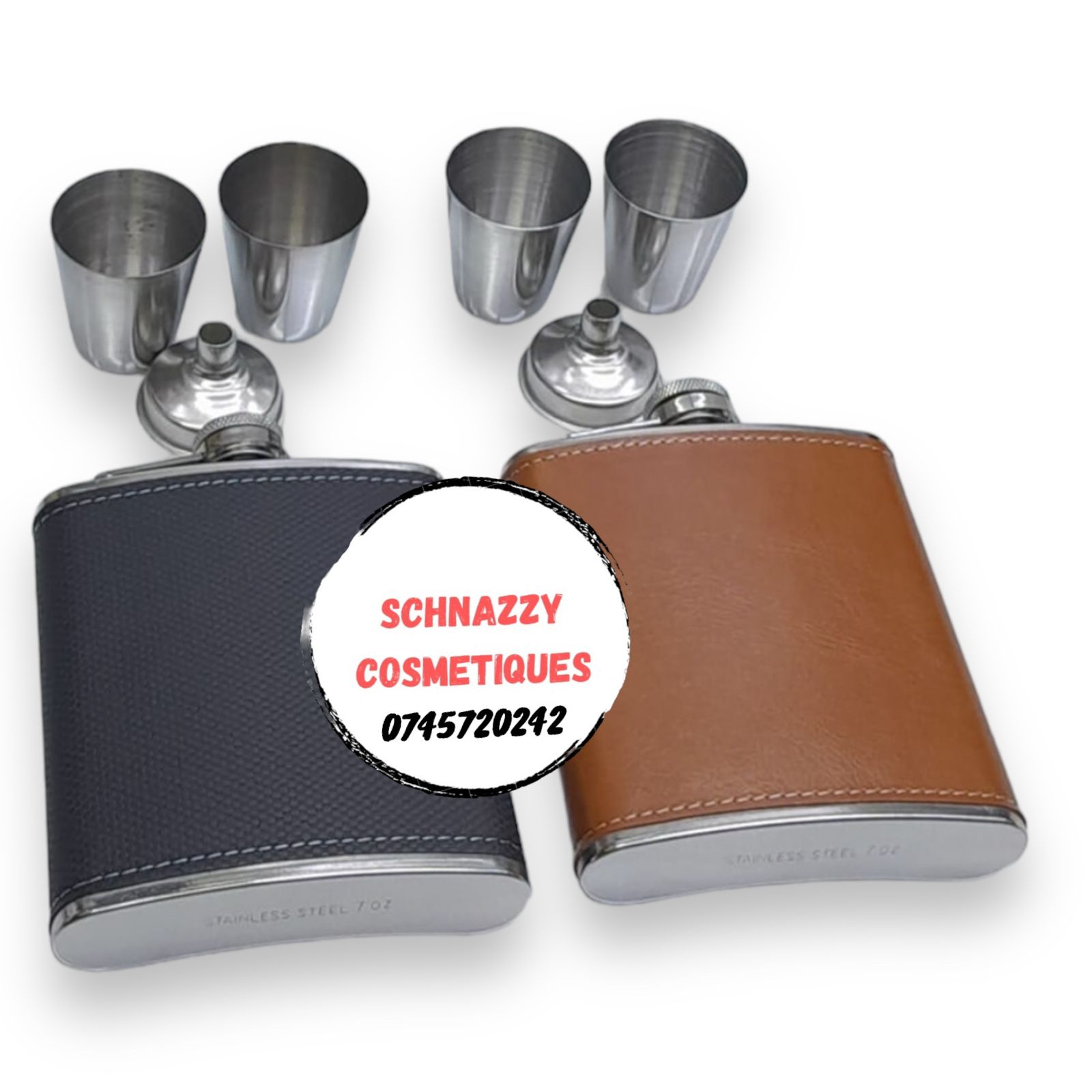 PORTABLE ALCOHOL HIP FLASK WINE WHISKEY + 2 TEQUILA SHOT CUPS Stainless Steel - Men Gift Sets Portable Drinkware Sets