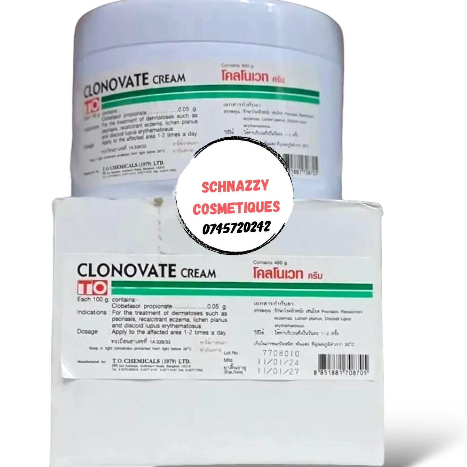 Clonovate Cream 455g Skin Toning Brightening Skin Infections Treatment Cream Blemishes Discoloration Marks