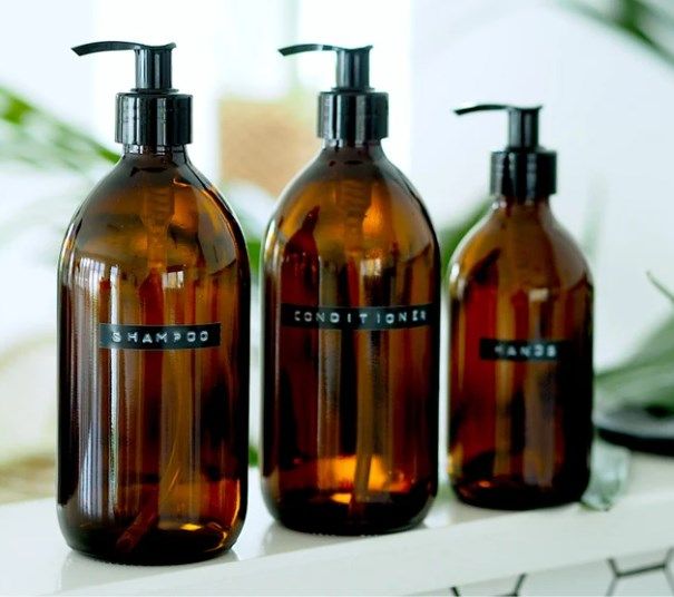 3pcs 500ml  Amber DISPENSER  PLASTIC Bottle (NO LABEL/BRUSH) - Refillable Bottle With Pump Dispenser &  no Label | For Shampoo, Hand Soap, Hand Cream, Body Wash | Reuse
