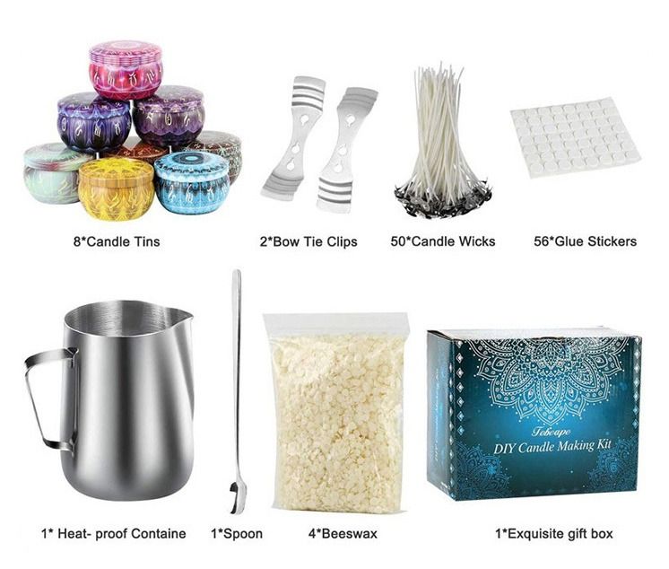 OFFER!! 4 IN 1 CANDLE MAKING KIT/HOME AND KITCHEN/ARTS,CRAFTS/CANDLE MAKING KIT ESSENTIAL/2PCS FRAGRANCE OIL/SOY FLAKES 1KG/PRETUBBED ECO WICK 10 PCS