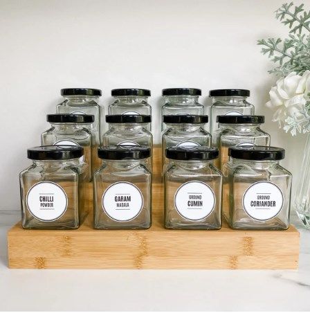"5pcs 250ml Square Glass Jars with Lids – Airtight Storage Containers for Spices, Jams, and Kitchen Use"