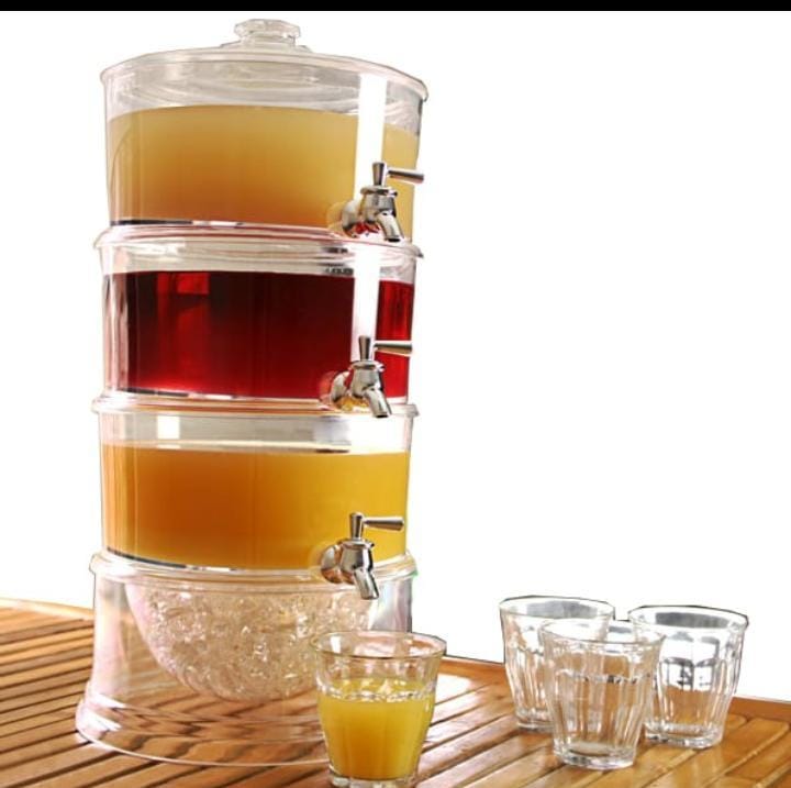 3 tiers  high quality acrylic  kitchen juice dispenser with the capacity of 9 litres