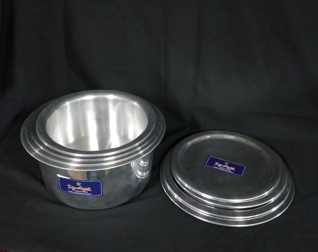 Set of 4pcs heavy aluminium kitchen cooking sufuria with lid