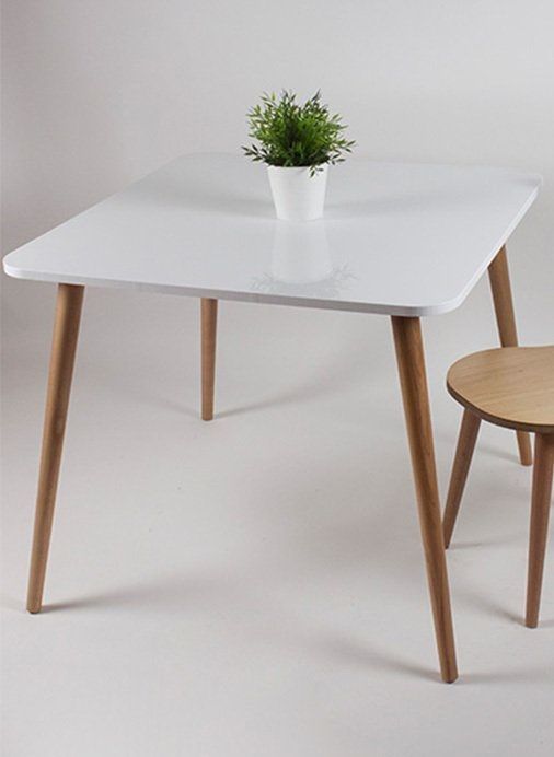 home wooden table with metallic stand