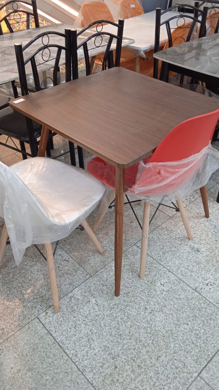 home wooden table with metallic stand