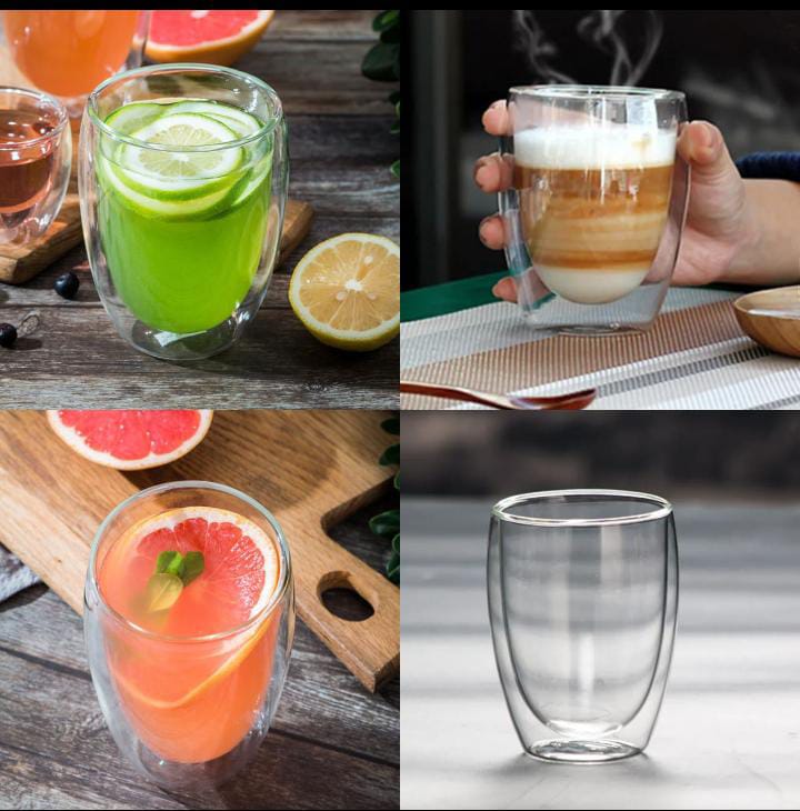 Set of 3pcs double wall kitchen big glasses