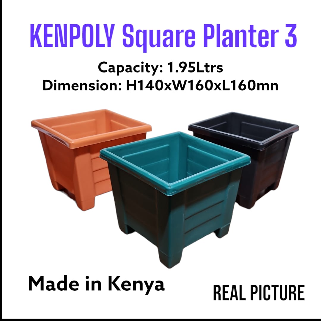 Set of 5pcs heavy plastic Kenpoly home/garden square planters