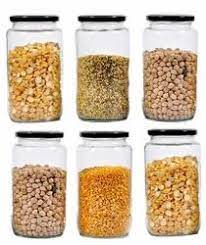 1 LITRE/1000ml CYLINDRICAL PANTRY GLASS AIRTIGHT STORAGE JARS(WHITE/GOLD LIDS)
