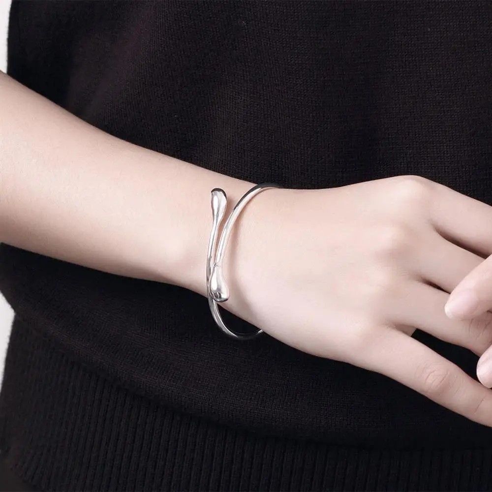 Fashion Needle Earrings Ring Bracelet Set Simple Personality Womens Water Drop Four-piece Jewelry Set for Women Gift