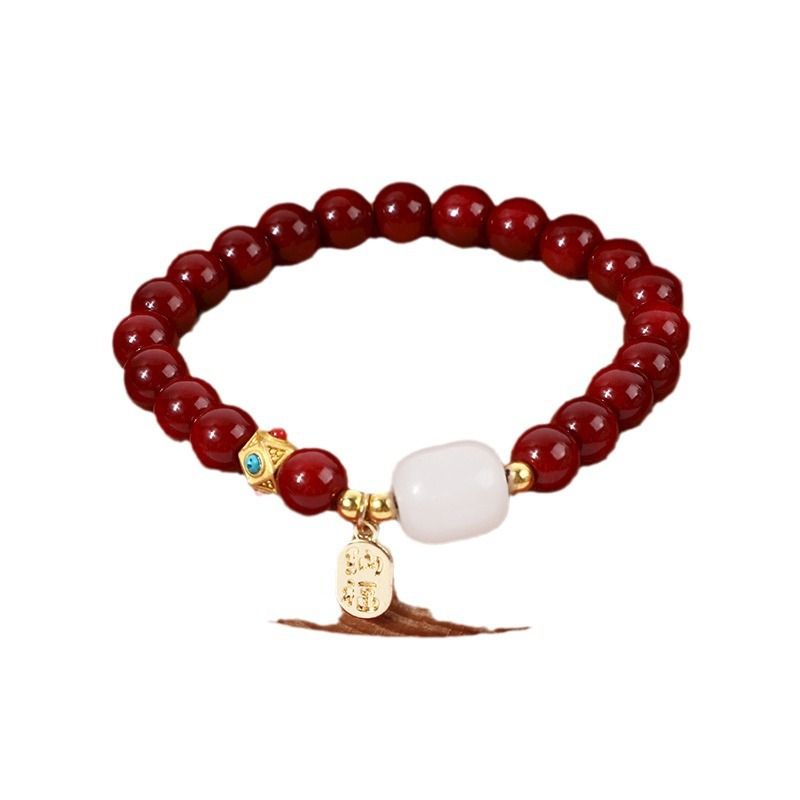 New Cinnabar Bracelet Attracting Wealth and Fortune Transfer Beads Men's and Women's Bracelets, Life Year, Safe Gift, Ancient Style Jewelry