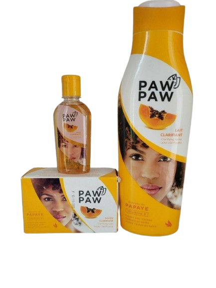 Paw Paw LAIT CLARIFIANT Skin Lightening Set, Lotion(300ml) + Soap + Oil Evens Skin Tone, Brightens Complexion, Reduces Brown Spots, Smooths Texture, Boosts Radiance, Nourishes And Revitalizes Skin