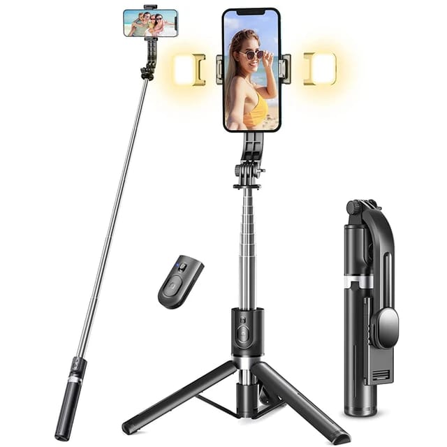 LED Fill Light Tripod Extendable Selfie Stick for Vlogging/Photography Bluetooth Selfie Stick Remote Included