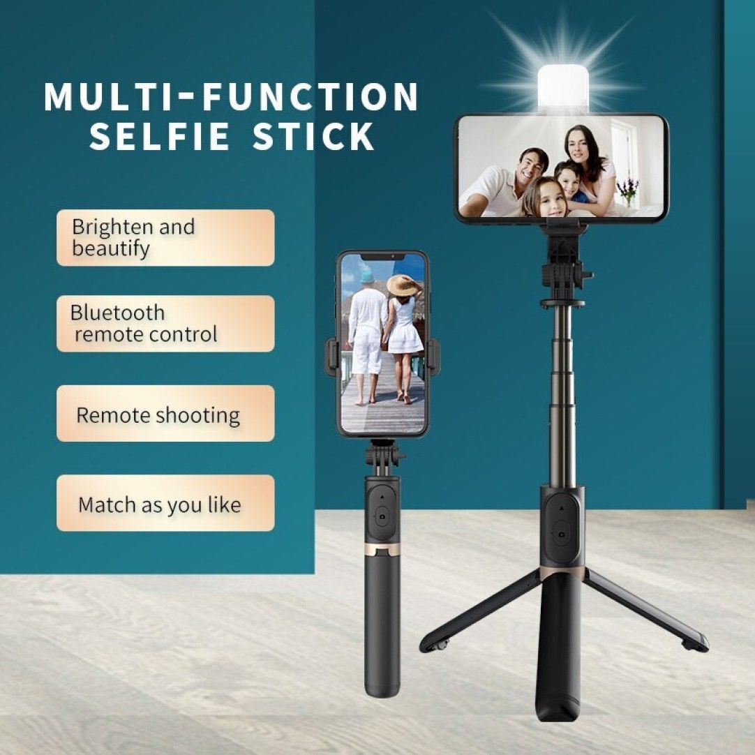 LED Fill Light Tripod Extendable Selfie Stick for Vlogging/Photography Bluetooth Selfie Stick Remote Included