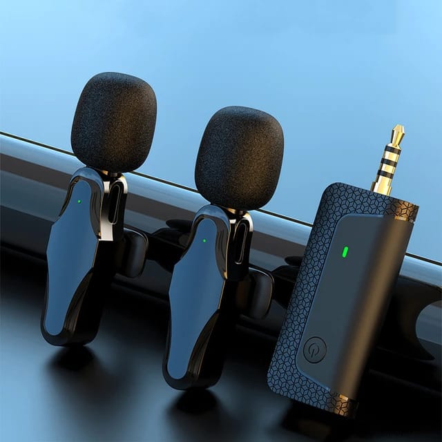 Mini Wireless Lavalier Microphone, Cell Phone, Camera Audio Microphone - Black