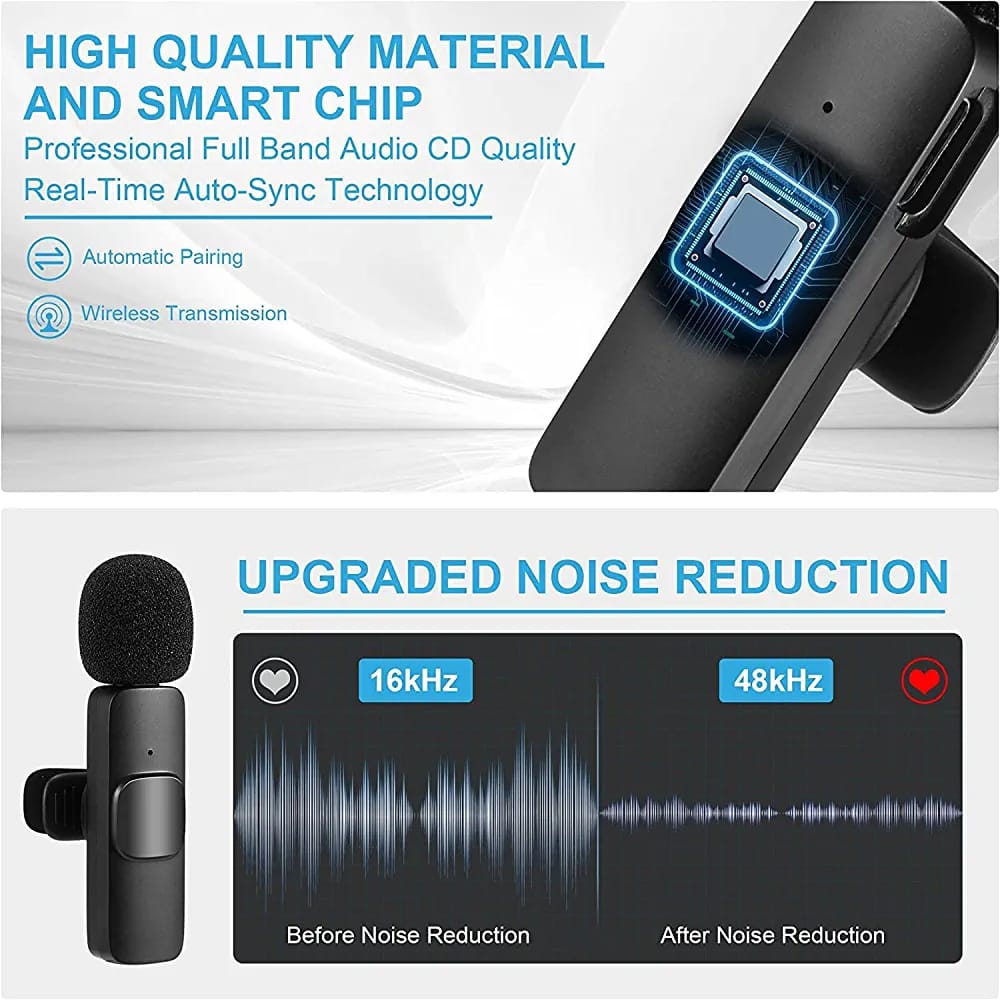 Genera Wireless Lavalier Microphone Portable Audio Video Recording Mini Mic For IPhone