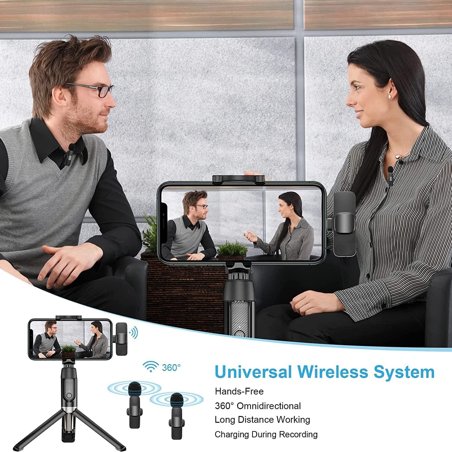Genera Wireless Lavalier Microphone Portable Audio Video Recording Mini Mic For IPhone