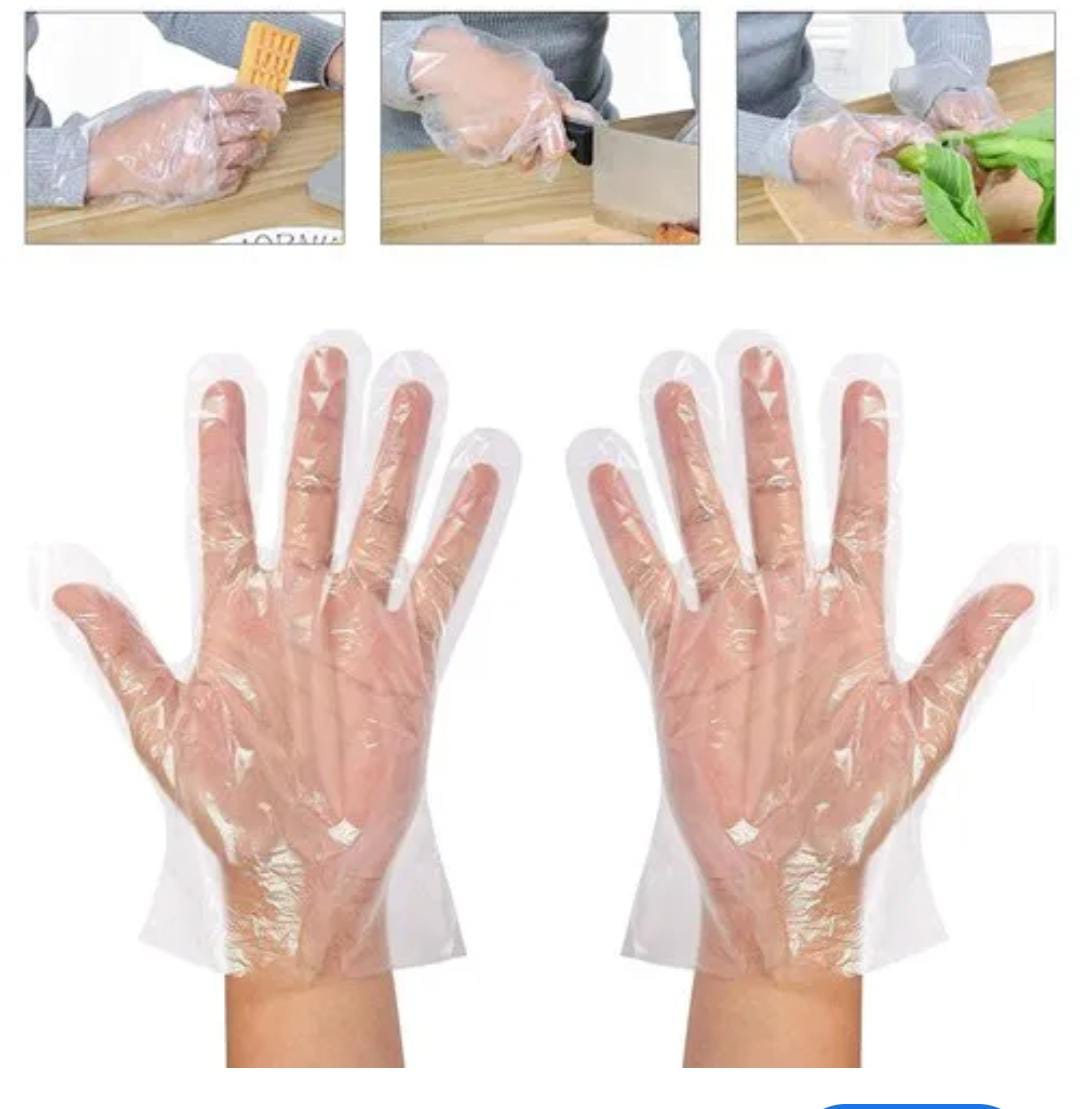 TPE Plastic Gloves a pack HAS  75pcs  Loose-Fitting Latex Free For Food Prep Hair Dying Kitchen Cooking Translucent Pcs in sizes S, M, L.