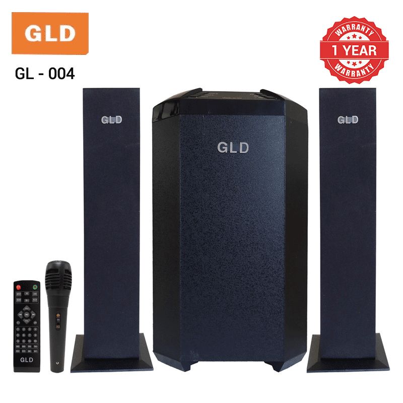 GLD GL-004 Pro 2.1CH Multimedia Speaker System HI-FI 12000W PMPO Soundbar BT/USB/SD/FM Subwoofer Home Audio System with Microphone and Remote Control