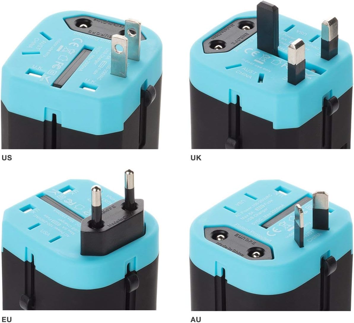 Universal Travel Adapter With Multinational Plugs