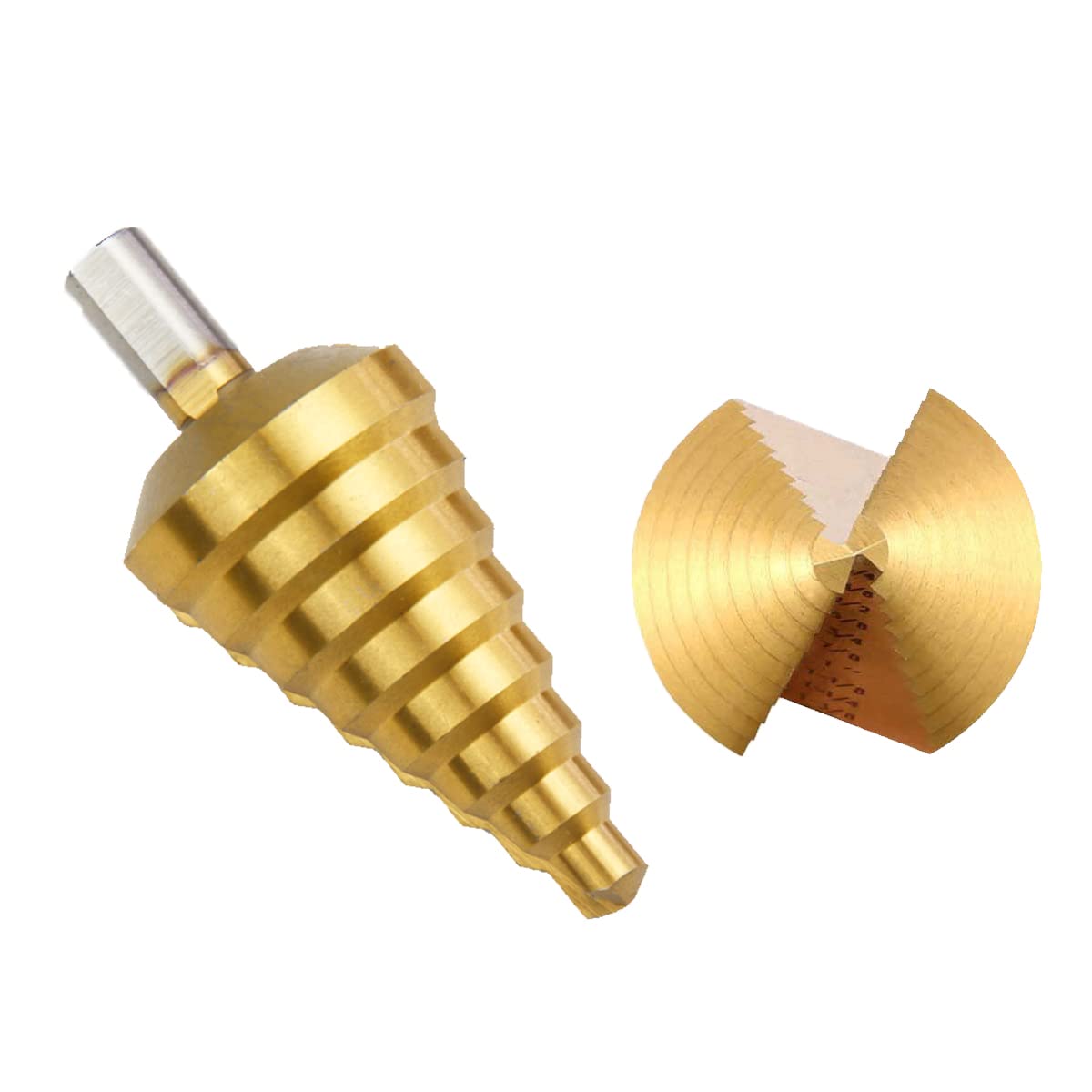 5 High Speed Titanium Steel Step Drill Bits + 1PC Automatic Center Punch