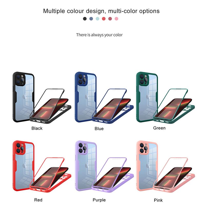 360 Full Cover For iPhone 15 14 13 12 11 Pro Max Transparent Shockproof Phone Case