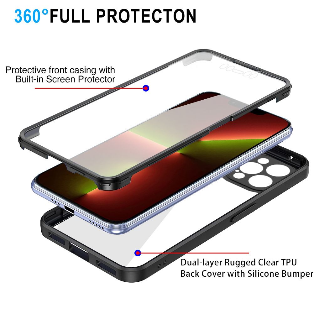 360 Full Cover For iPhone 15 14 13 12 11 Pro Max Transparent Shockproof Phone Case