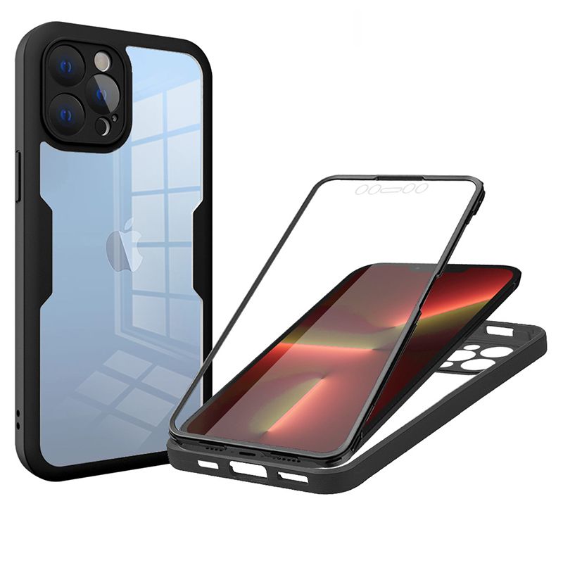 360 Full Cover For iPhone 15 14 13 12 11 Pro Max Transparent Shockproof Phone Case