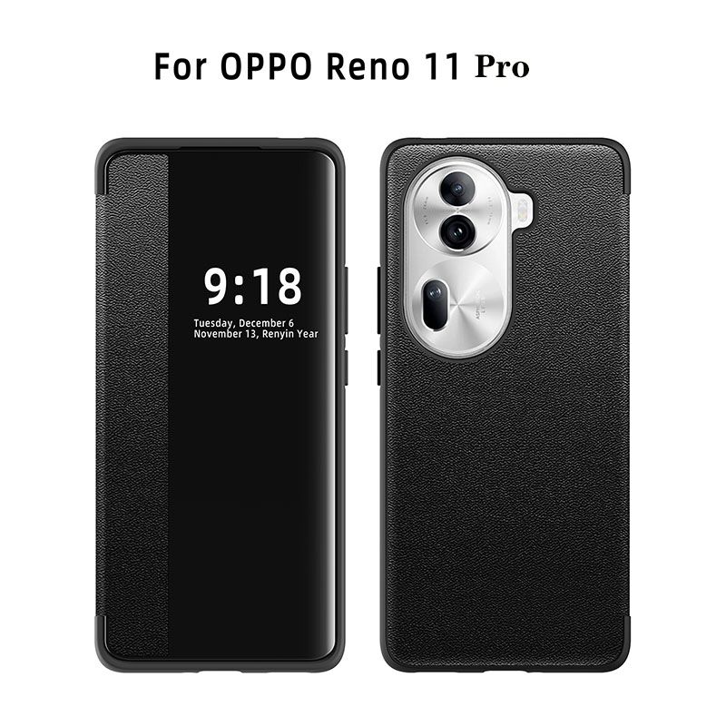 Clamshell type Phone Case For OPPO Reno 11 Pro Holster Transparent Side Windows TPU Soft Sole Soft Shell Holster Cover