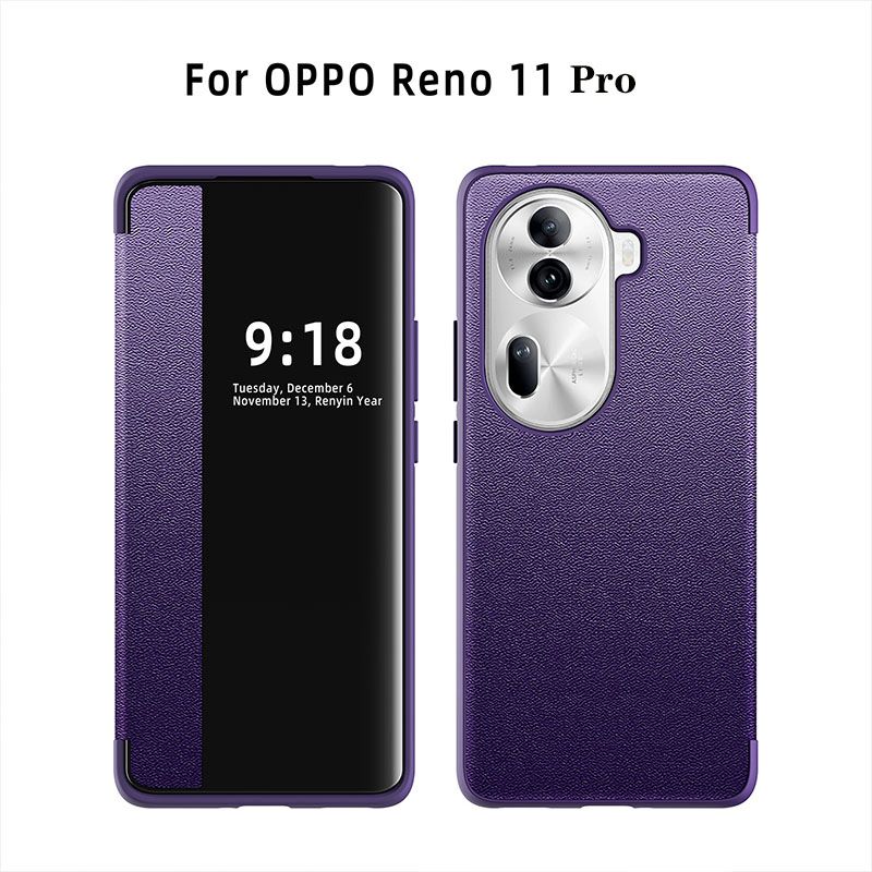 Clamshell type Phone Case For OPPO Reno 11 Pro Holster Transparent Side Windows TPU Soft Sole Soft Shell Holster Cover