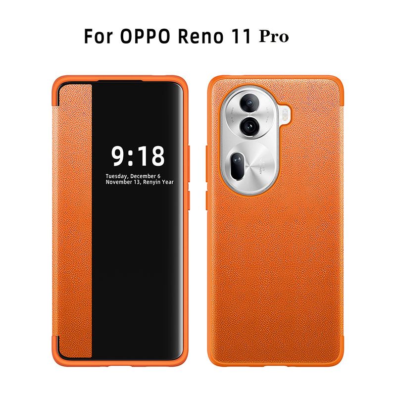 Clamshell type Phone Case For OPPO Reno 11 Pro Holster Transparent Side Windows TPU Soft Sole Soft Shell Holster Cover