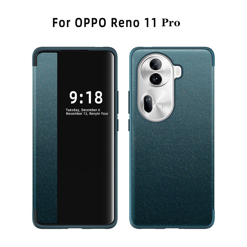 Clamshell type Phone Case For OPPO Reno 11 Pro Holster Transparent Side Windows TPU Soft Sole Soft Shell Holster Cover