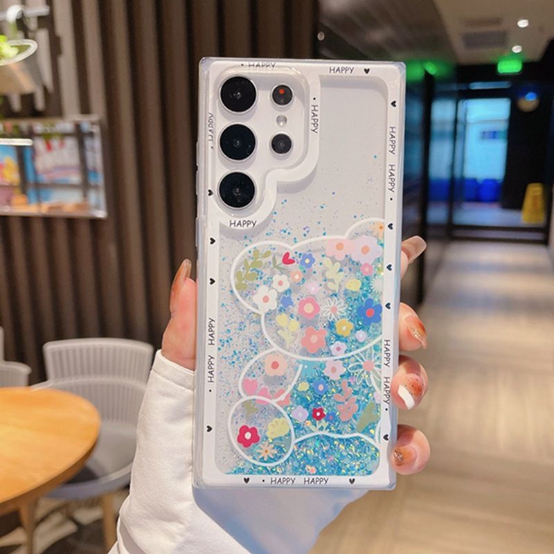 Phone Case For Samsung Galaxy S23 Ultra S22 S21 S20 S22 S21 S23 Plus S23 FE Note 20 Ultra 10 Plus 9 8 Night Glow Flower Sand Soft Silicone Cover