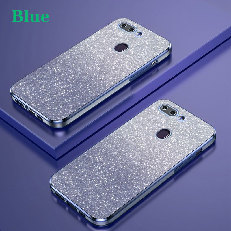 Luxury Plating Phone Case For OPPO R15 K1 A83 A91 A5 A7X F5 F7 F9 A7 A5S A12 A31 F11 Pro A9 A1K Glitter Powder Protective Case