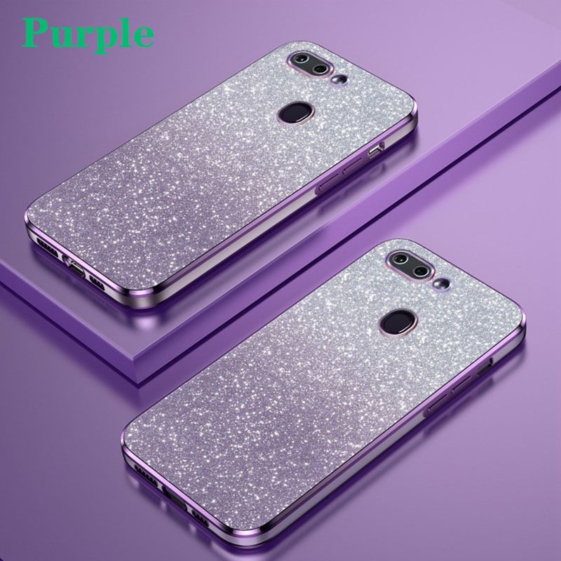 Luxury Plating Phone Case For OPPO R15 K1 A83 A91 A5 A7X F5 F7 F9 A7 A5S A12 A31 F11 Pro A9 A1K Glitter Powder Protective Case