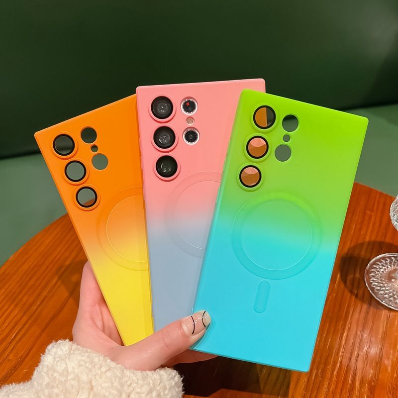Magnetic Two Color Phone Case For Samsung Galaxy S25 Ultra S24 FE S23 FE S22 S21 S20 Ultra S24 Plus S23 S21 S20 FE Note 20 Ultra 10 10+ Plus Fashion Silicone Soft Shell Cover