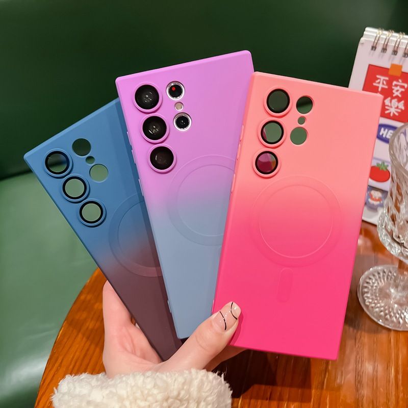 Magnetic Two Color Phone Case For Samsung Galaxy S25 Ultra S24 FE S23 FE S22 S21 S20 Ultra S24 Plus S23 S21 S20 FE Note 20 Ultra 10 10+ Plus Fashion Silicone Soft Shell Cover
