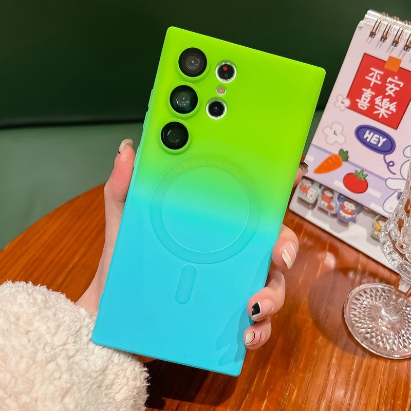 Magnetic Two Color Phone Case For Samsung Galaxy S25 Ultra S24 FE S23 FE S22 S21 S20 Ultra S24 Plus S23 S21 S20 FE Note 20 Ultra 10 10+ Plus Fashion Silicone Soft Shell Cover