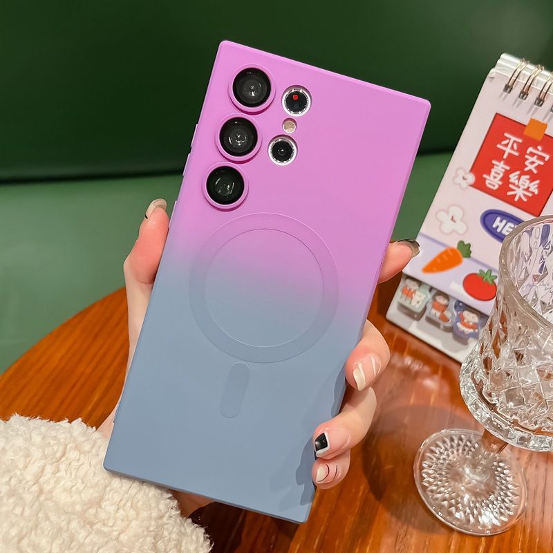 Magnetic Two Color Phone Case For Samsung Galaxy S25 Ultra S24 FE S23 FE S22 S21 S20 Ultra S24 Plus S23 S21 S20 FE Note 20 Ultra 10 10+ Plus Fashion Silicone Soft Shell Cover