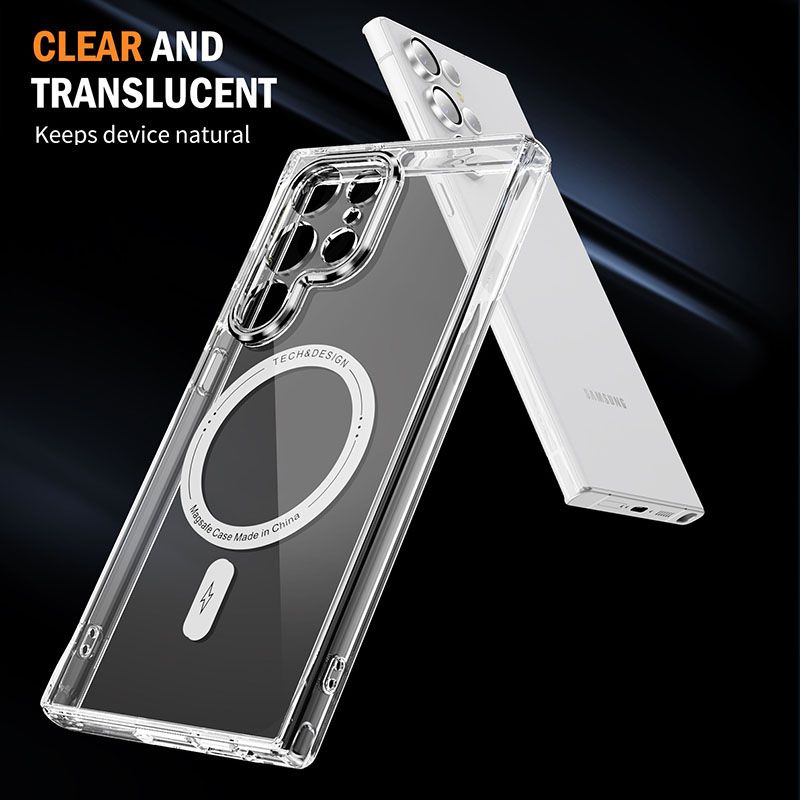 Magnetic Transparent Phone Case For Samsung Galaxy S24 S23 Ultra S24 S23 Plus S23 S24 Fall prevention Lens Film Protective Case